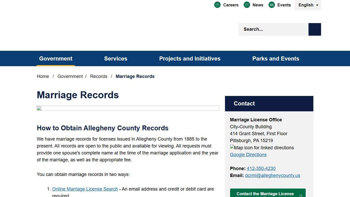 Marriage Records - Allegheny County, PA